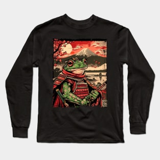 Samurai Frog Zen Japanese Art Long Sleeve T-Shirt